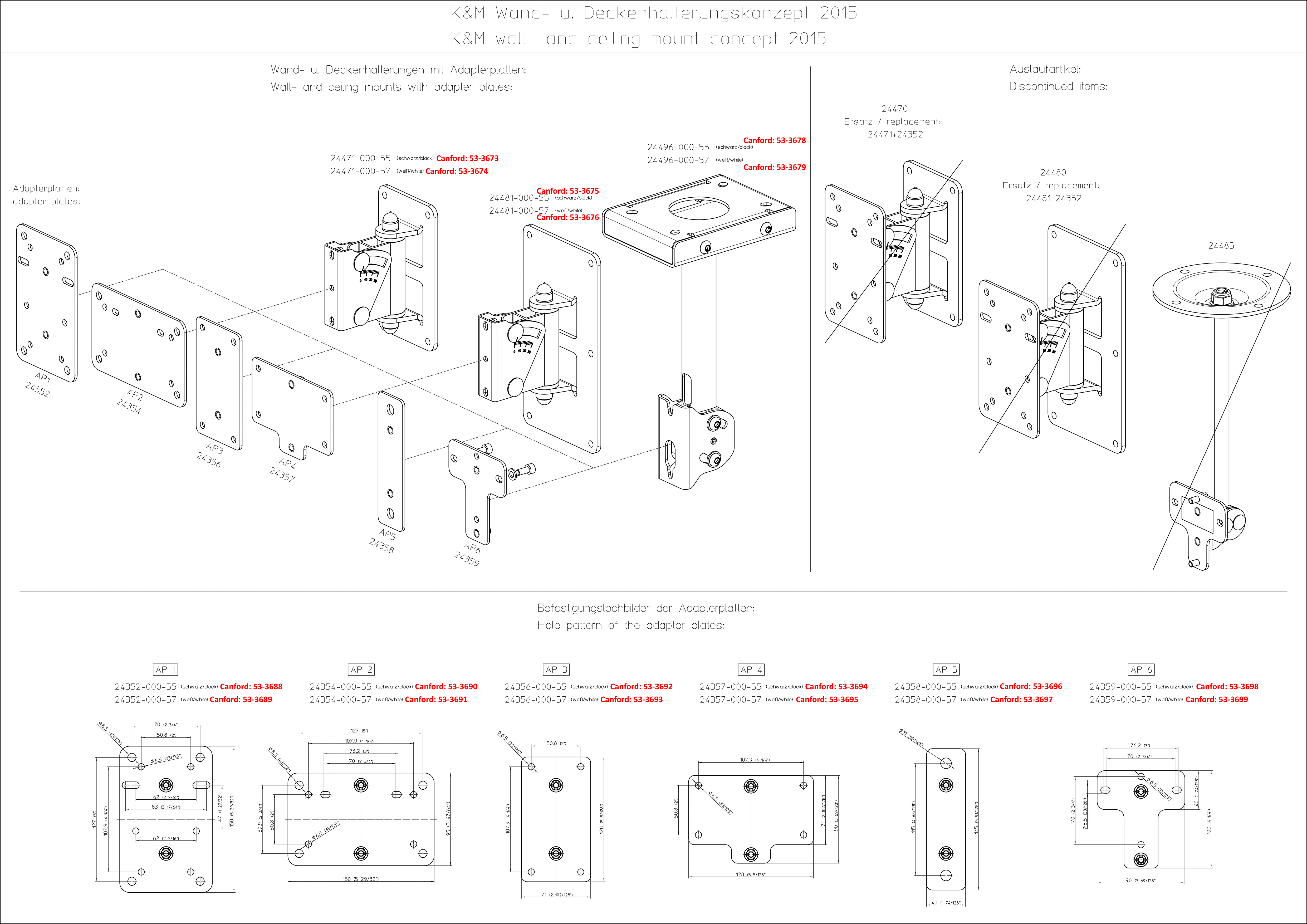 K&M LOUDSPEAKER STANDS Ceiling mounts